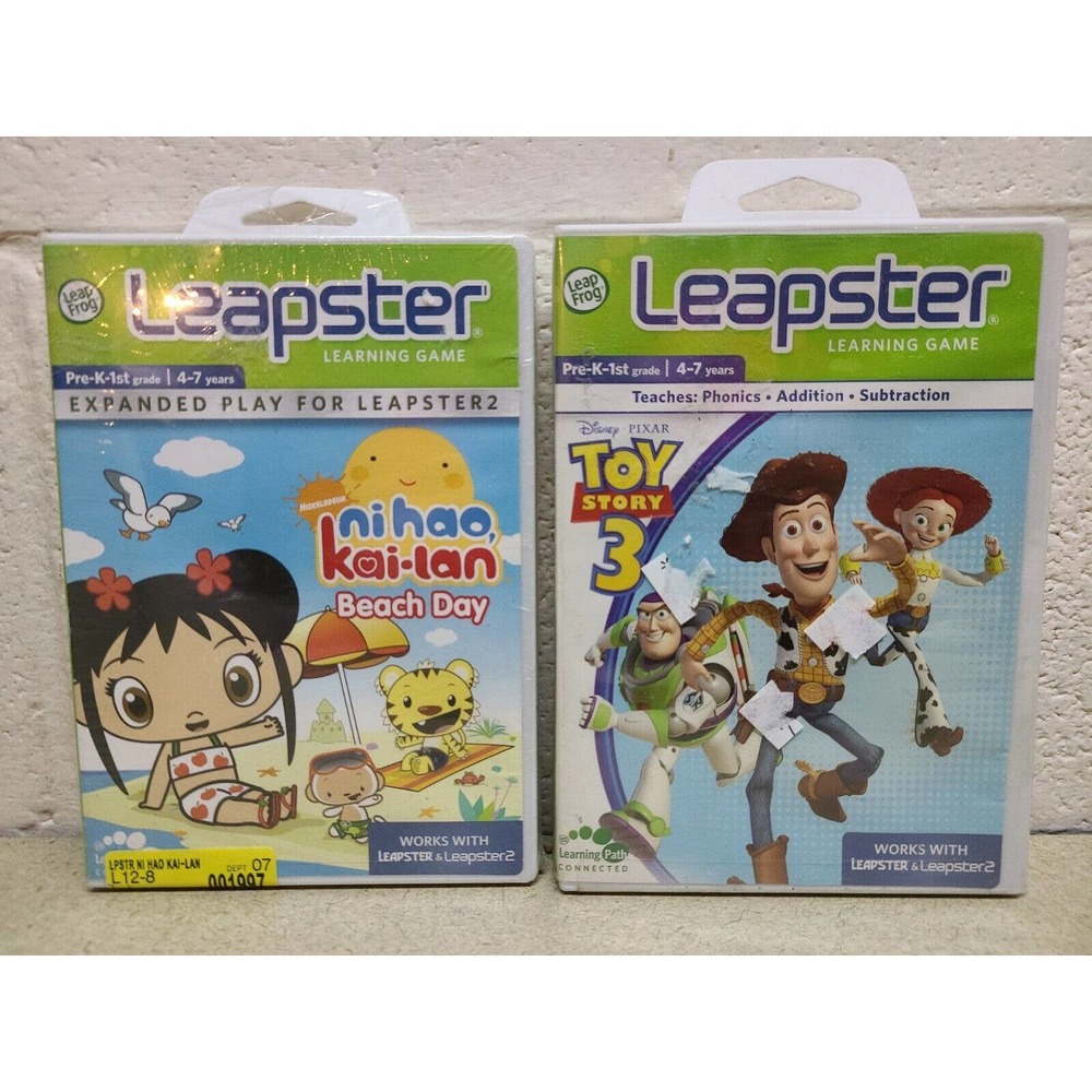 Lot of 2 New Leapster Games, Ni-Hao Kai-Lab Beach Day & Toy Story 3 - Sealed.